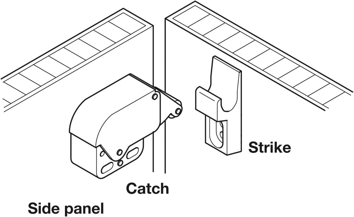 Hafele Steel Mini-Latch with Automatic Spring Catch, Made in Italy