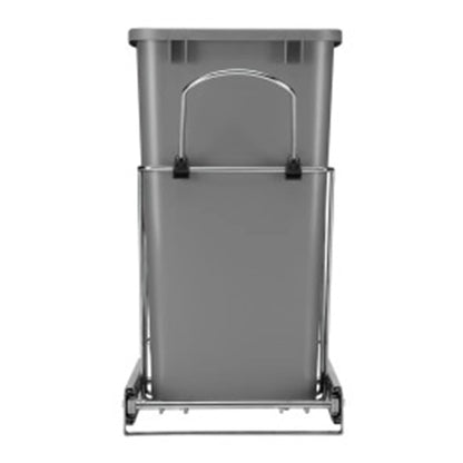 Rev-A-Shelf Pull Out Trash Can for Under Kitchen Cabinets 35 Qt 12 Gallon Garbage Waste Recycling Bin with Full Extension Slides, Silver, RV-12KD-17C S