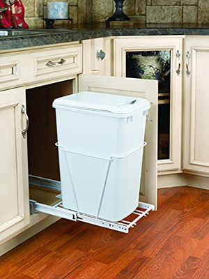 Rev-A-Shelf White Steel Pull Out Waste/Trash Container w/Included lid