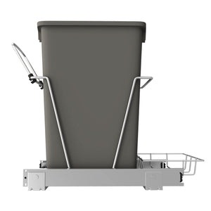 Rev-A-Shelf Pull Out Trash Can for Under Kitchen Cabinets 35 Qt 12 Gallon Garbage Waste Recycling Bin with Full Extension Slides, Silver, RV-12KD-17C S