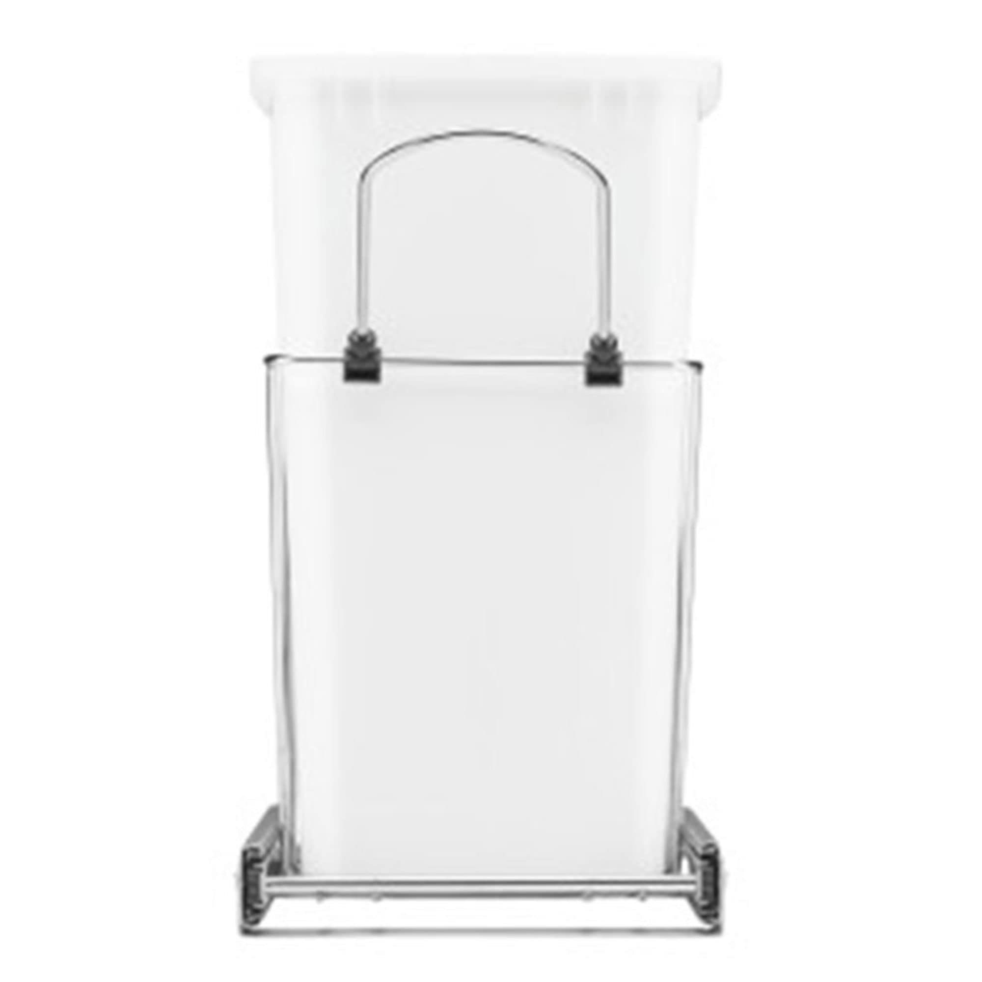 Rev-A-Shelf Pull Out Trash Can for Under Kitchen Cabinets 35 Qt 12 Gallon Garbage Waste Recycling Bin with Full Extension Slides, Silver, RV-12KD-17C S