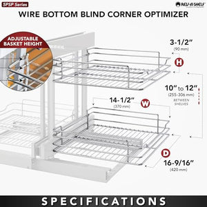 Rev-A-Shelf Dual Tier Pull Out Shelf Organizer for Blind Corner Kitchen or Bathroom Cabinets with Soft Close,15", 4 Shelves, Chrome, 5PSP-15SC-CR