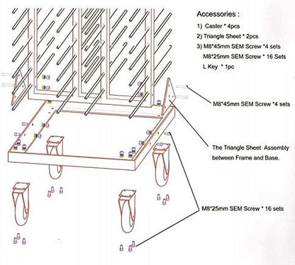 ProDrying Rack All-Metal Heavy-Duty Construction Multipurpose Versatile Material Handling Rack with Wheels