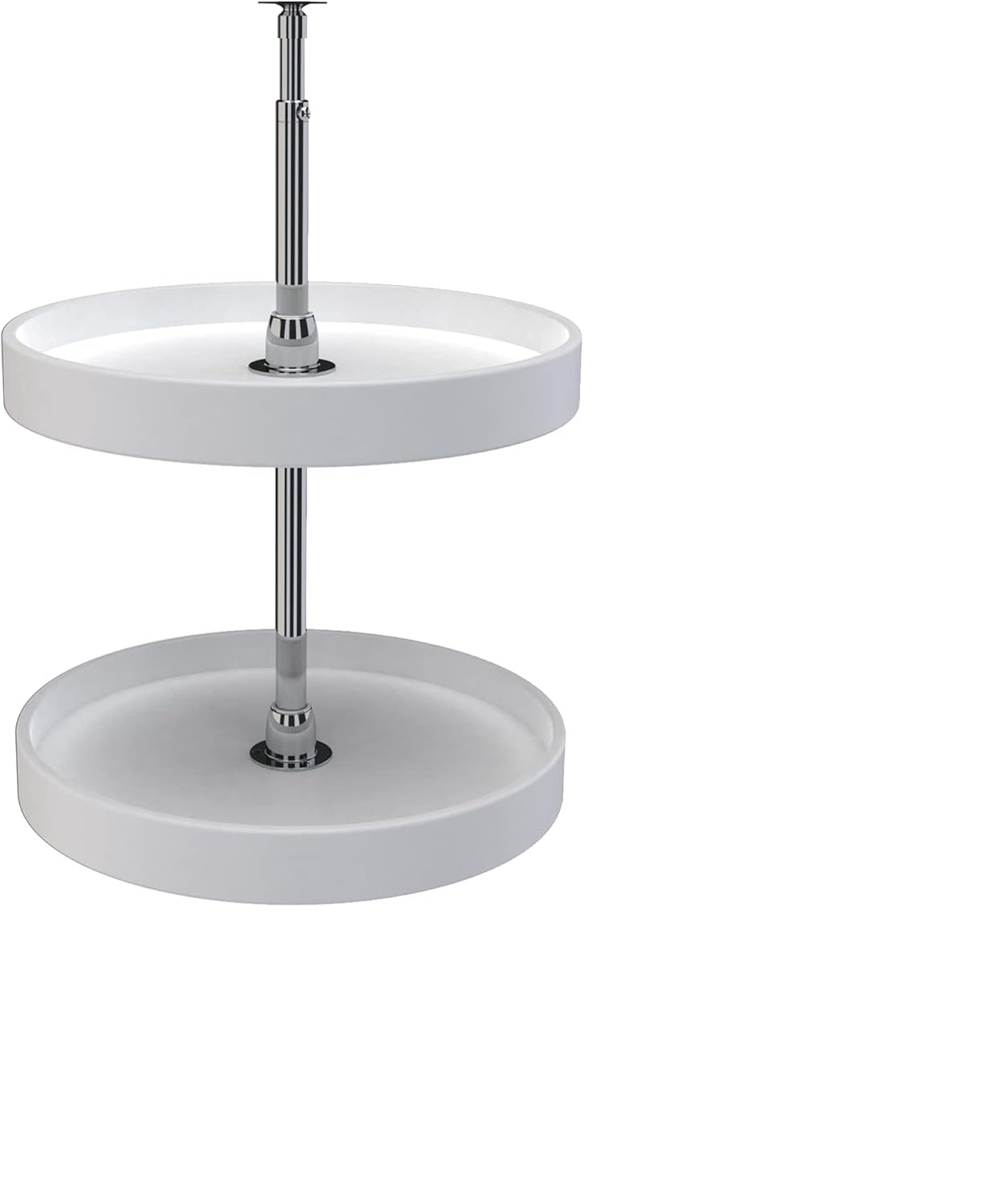 Rev-A-Shelf 32" Dual Tier Full Circle Lazy Susan for Kitchen Cabinets, Plastic Height Adjustable Shelves Home Storage Turntable, White, 6072-32-11-52