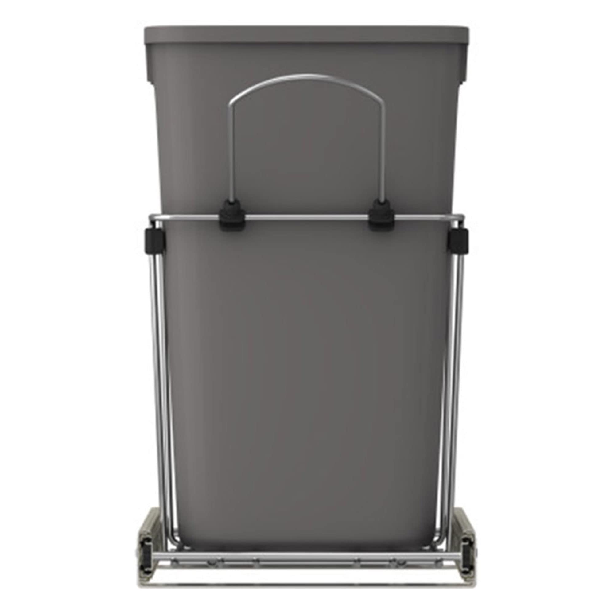 Rev-A-Shelf Pull Out Trash Can for Under Kitchen Cabinets 35 Qt 12 Gallon Garbage Waste Recycling Bin with Full Extension Slides, Silver, RV-12KD-17C S