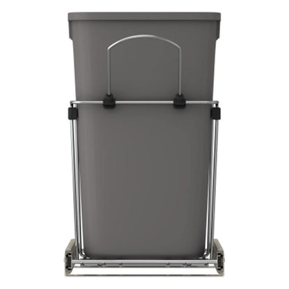 Rev-A-Shelf Pull Out Trash Can for Under Kitchen Cabinets 35 Qt 12 Gallon Garbage Waste Recycling Bin with Full Extension Slides, Silver, RV-12KD-17C S