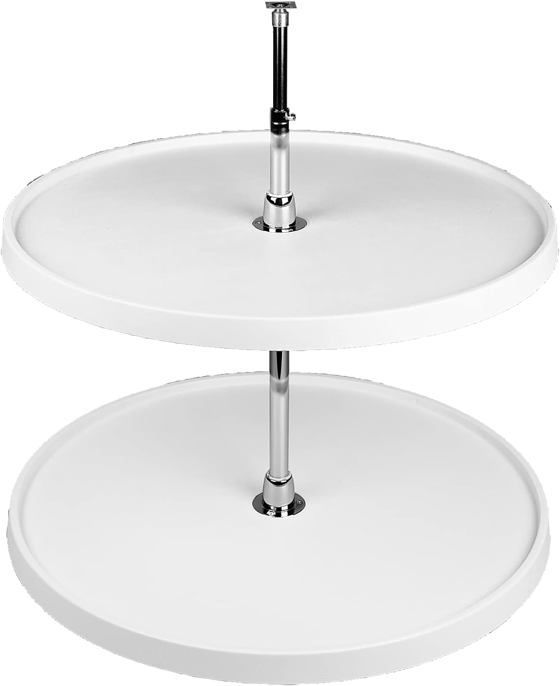 Rev-A-Shelf 32" Dual Tier Full Circle Lazy Susan for Kitchen Cabinets, Plastic Height Adjustable Shelves Home Storage Turntable, White, 6072-32-11-52