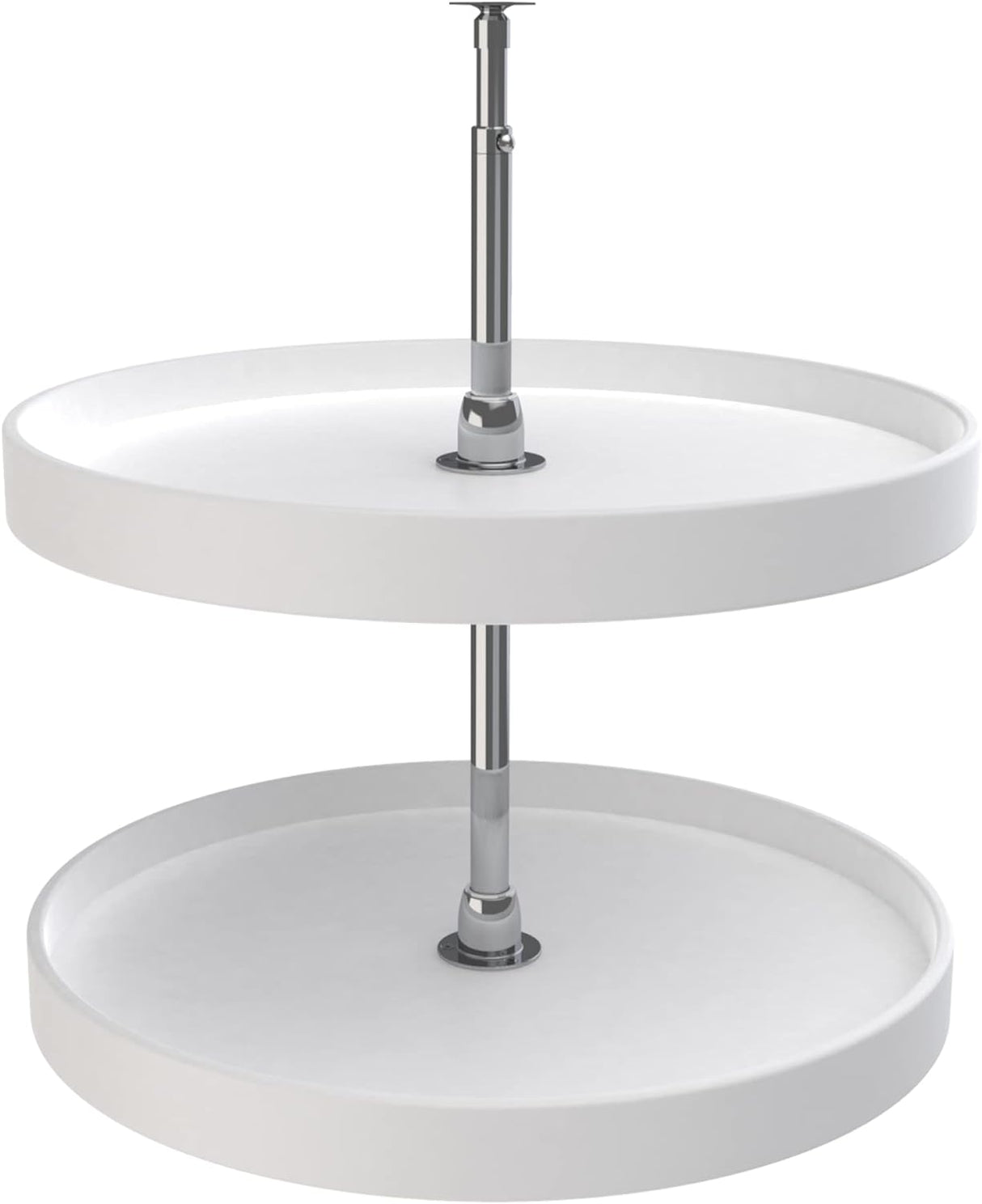 Rev-A-Shelf 32" Dual Tier Full Circle Lazy Susan for Kitchen Cabinets, Plastic Height Adjustable Shelves Home Storage Turntable, White, 6072-32-11-52