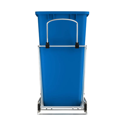 Rev-A-Shelf Pull Out Trash Can for Under Kitchen Cabinets 35 Qt 12 Gallon Garbage Waste Recycling Bin with Full Extension Slides, Silver, RV-12KD-17C S