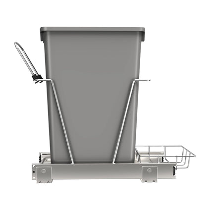 Rev-A-Shelf Pull Out Trash Can for Under Kitchen Cabinets 35 Qt 12 Gallon Garbage Waste Recycling Bin with Full Extension Slides, Silver, RV-12KD-17C S