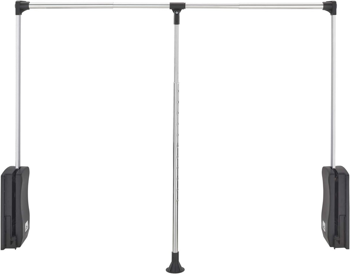 Rev-A-Shelf 21.5"-26" Pull Down Adjustable Side Mounted Closet Rod for Kitchen/Bathroom Cabinets w/Telescoping Handle & Hardware, Chrome, CPDR-1826