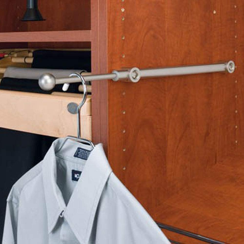 2-Pack Rev-A-Shelf CVR-12-CR 12-Inch Metal Extendable Adjustable Designer Closet Hanging Valet Rod with Mounting Hardware, Chrome