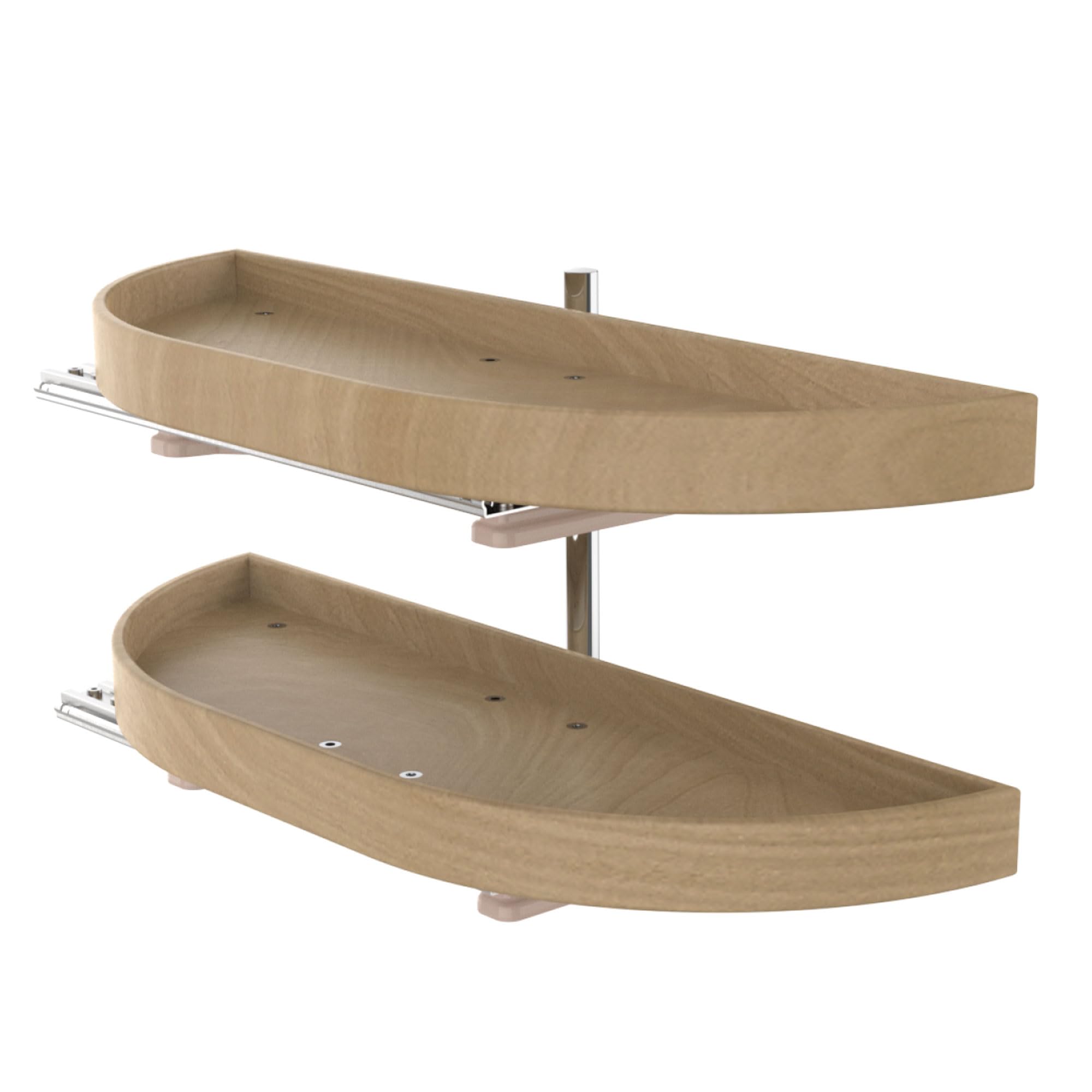 Rev-A-Shelf Dual Shelf Half Moon Lazy Susan Organizer for Blind Corner Kitchen Cabinets, Pull Out Turntable Storage Trays, Wood, 4WLS882-32-570