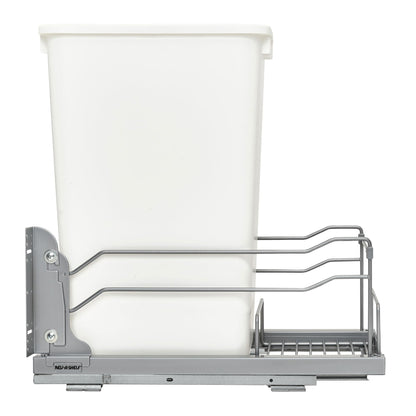 Rev-A-Shelf Pullout Trash Can for Full-Height Kitchen Cabinets 50 Quart 12.5 Gallon with Soft-Close Slides and Storage, Silver, 53WC-1550SCDM-117