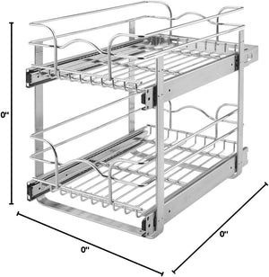 Rev-A-Shelf Two-Tier Chrome Wire Basket Pull Out Cabinet Organizer