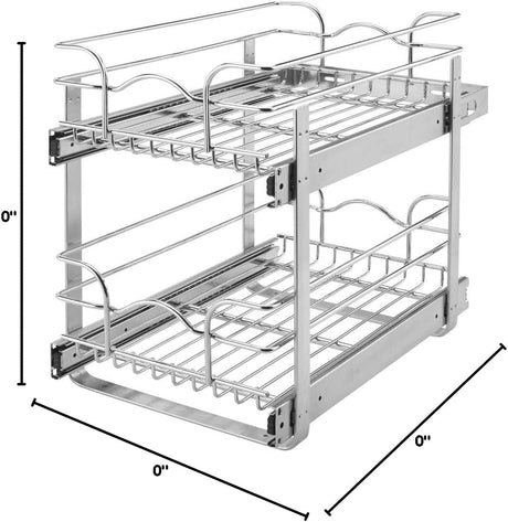 Rev-A-Shelf Two-Tier Chrome Wire Basket Pull Out Cabinet Organizer