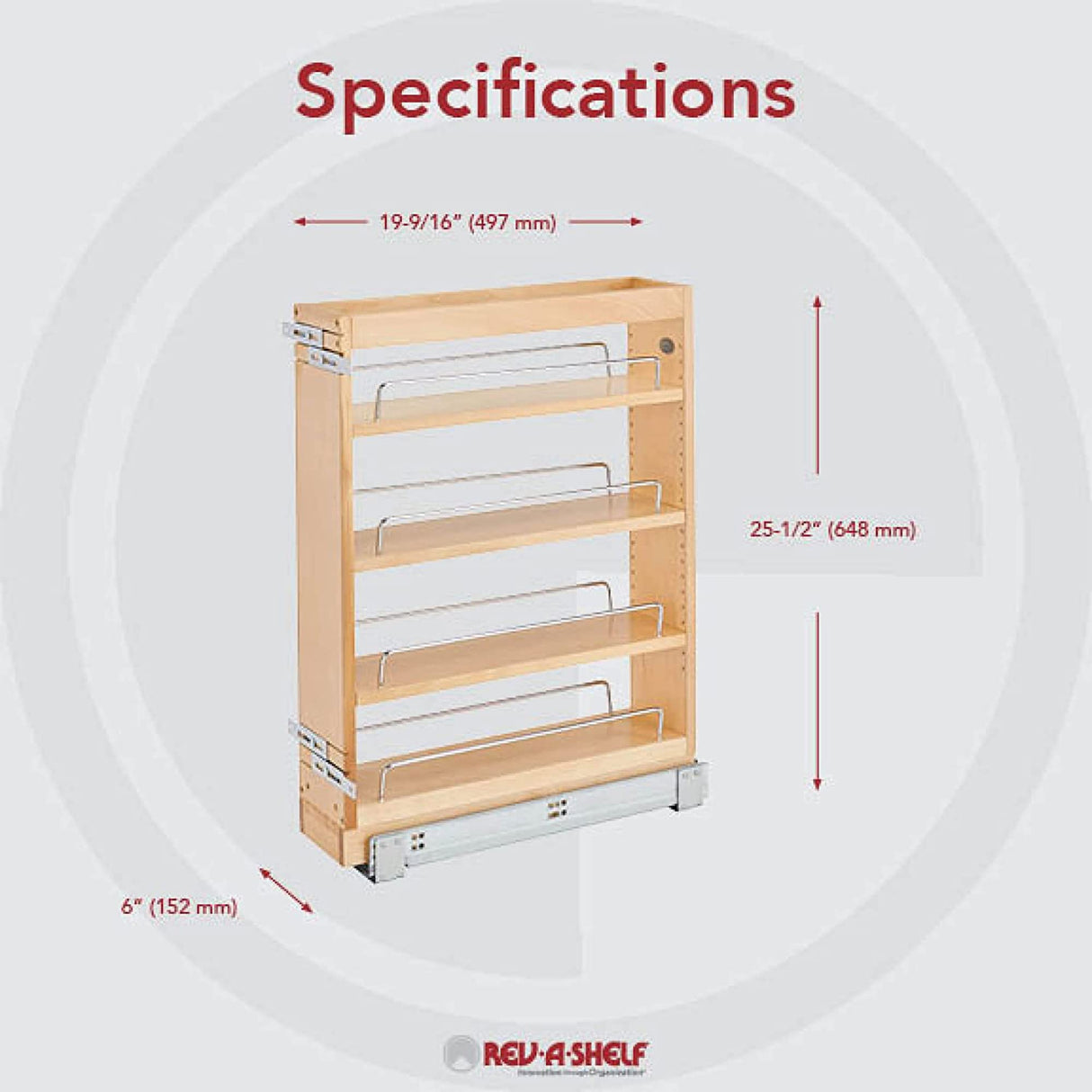 Rev-A-Shelf 448-BC19SC-5C Vanity 5 x19 Inch Door/Drawer Base Soft Close Kitchen Cabinet Storage Organizer with BLUMOTION Slides, Natural Maple Wood