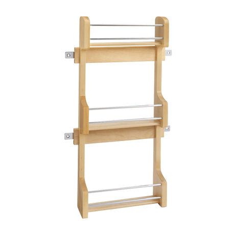 Rev-A-Shelf 18" 3 Tiered Pull Out Shelf Organizer for Kitchen Cabinets, Pantry Storage Spice Seasoning Rack, Door/Wall Mounted, Maple Wood, 4SR-18