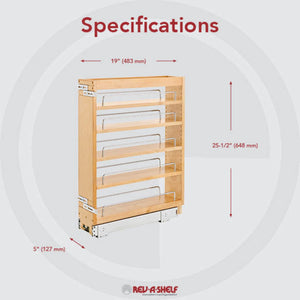 Rev-A-Shelf Pull Out Base Cabinet Organizer, Adjustable Shelves for Full Height Kitchen or Vanity Cabinets, Maple Wood, 448-BC19-8C