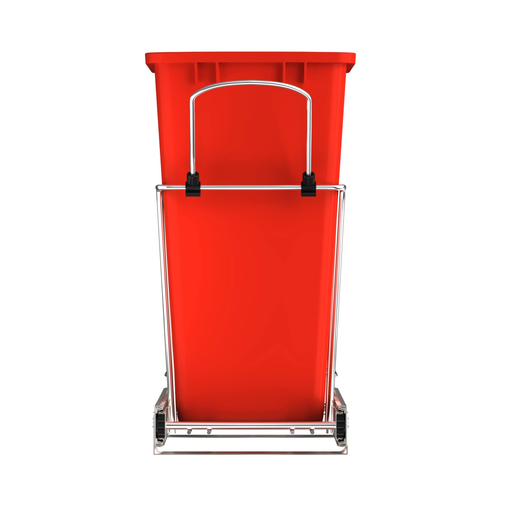 Rev-A-Shelf Pull Out Trash Can for Under Kitchen Cabinets 35 Qt 12 Gallon Garbage Waste Recycling Bin with Full Extension Slides, Silver, RV-12KD-17C S