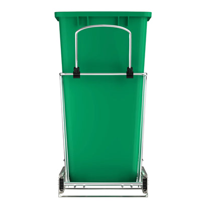 Rev-A-Shelf Pull Out Trash Can for Under Kitchen Cabinets 35 Qt 12 Gallon Garbage Waste Recycling Bin with Full Extension Slides, Silver, RV-12KD-17C S