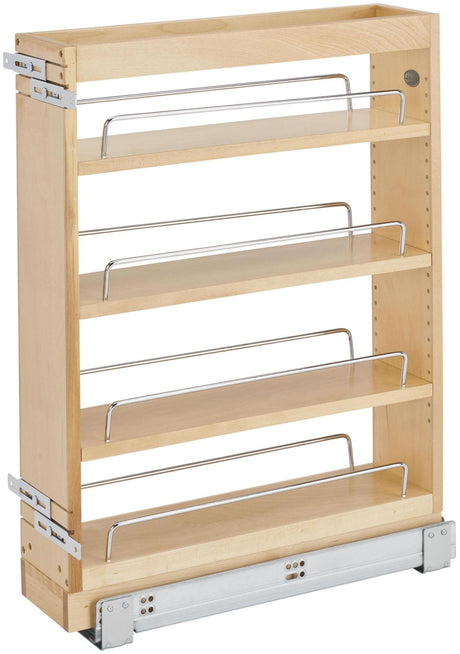 Rev-A-Shelf Pull Out Base Cabinet Organizer, Adjustable Shelves for Full Height Kitchen or Vanity Cabinets, Maple Wood, 448-BC19-8C