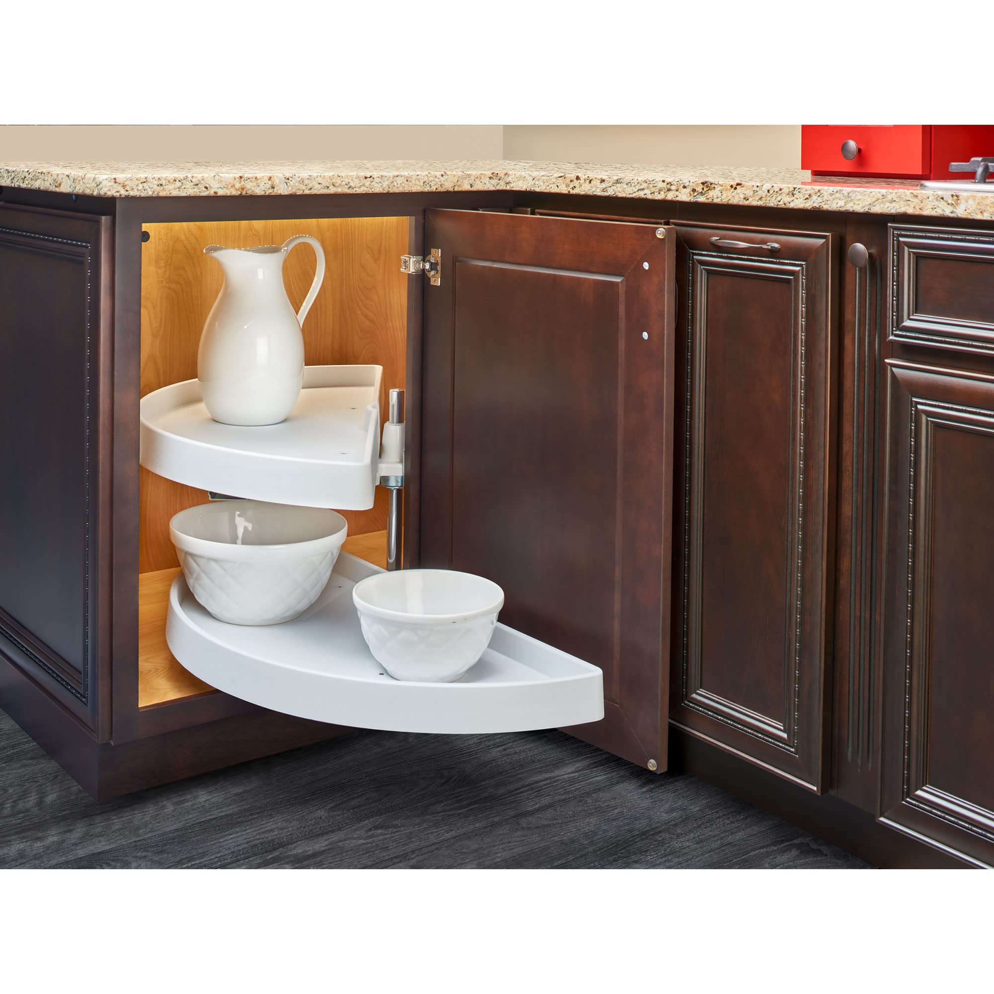 Rev-A-Shelf Pull-Out Half Moon Lazy Susan Shelf Sliding Organizer for Blind Corner Cabinets