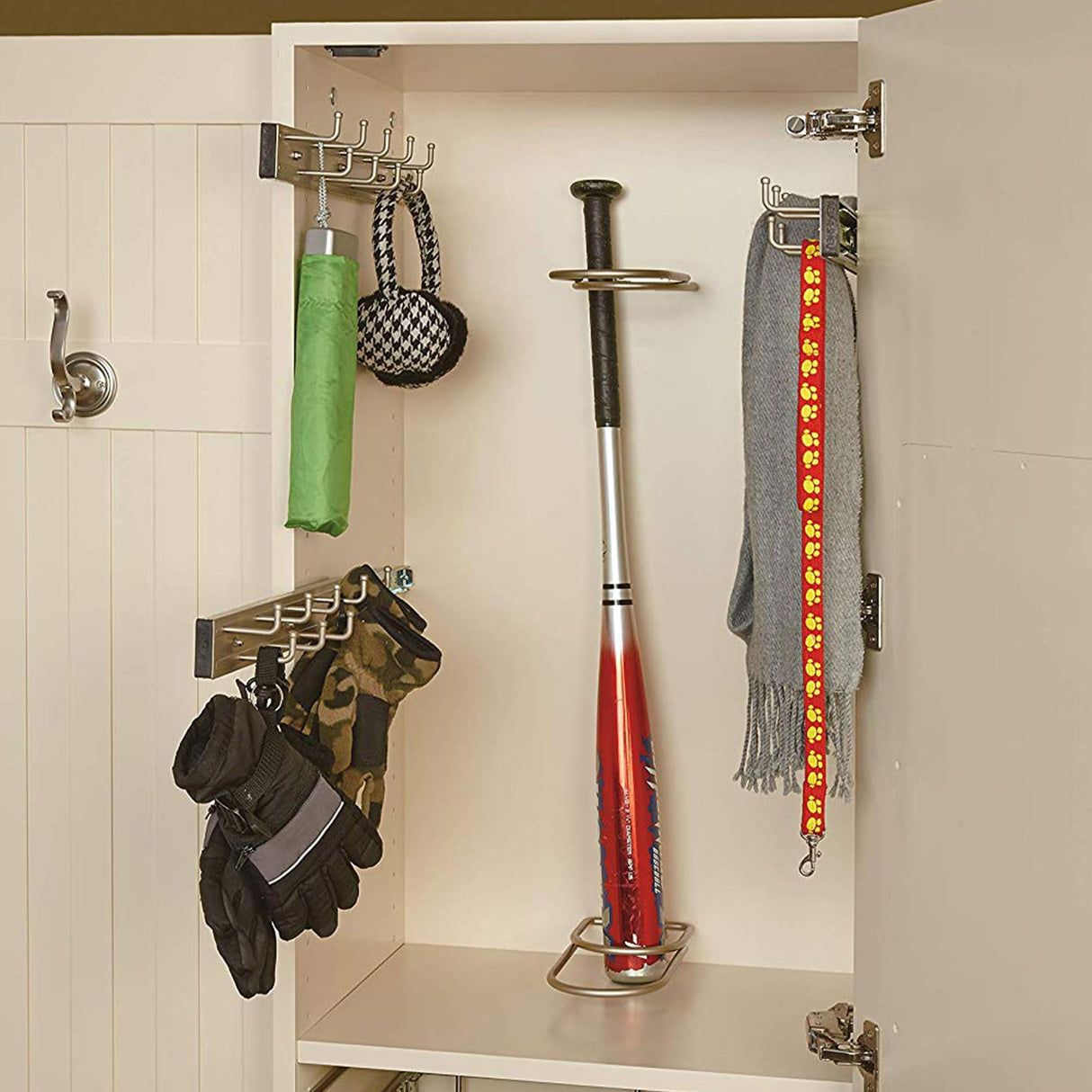Rev-A-Shelf 14" Pull Out Closet Organization Rack for Belts, Ties and Scarves, Accessories Storage Hanger with Mounting Hardware, Chrome, BRC-14CR
