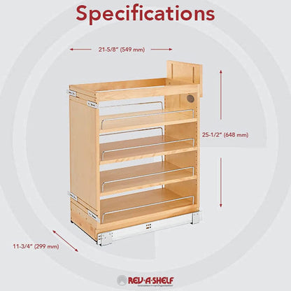 Rev-A-Shelf Pull Out Storage Organizer for Base Kitchen/Bathroom Cabinets with Full Extension Soft Close Slides