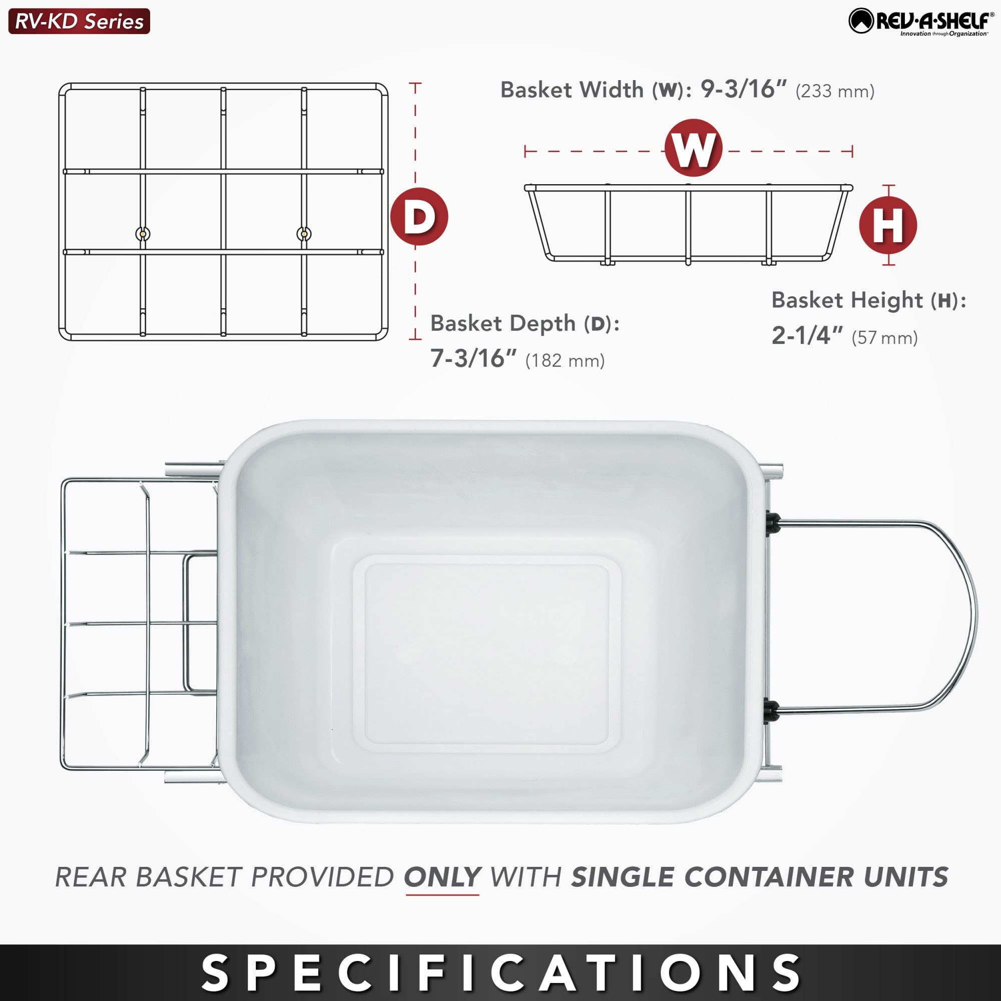 Rev-A-Shelf Pull Out Trash Can for Under Kitchen Cabinets 35 Qt 12 Gallon Garbage Waste Recycling Bin with Full Extension Slides, Silver, RV-12KD-17C S