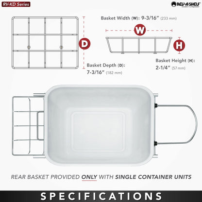 Rev-A-Shelf Pull Out Trash Can for Under Kitchen Cabinets 35 Qt 12 Gallon Garbage Waste Recycling Bin with Full Extension Slides, Silver, RV-12KD-17C S