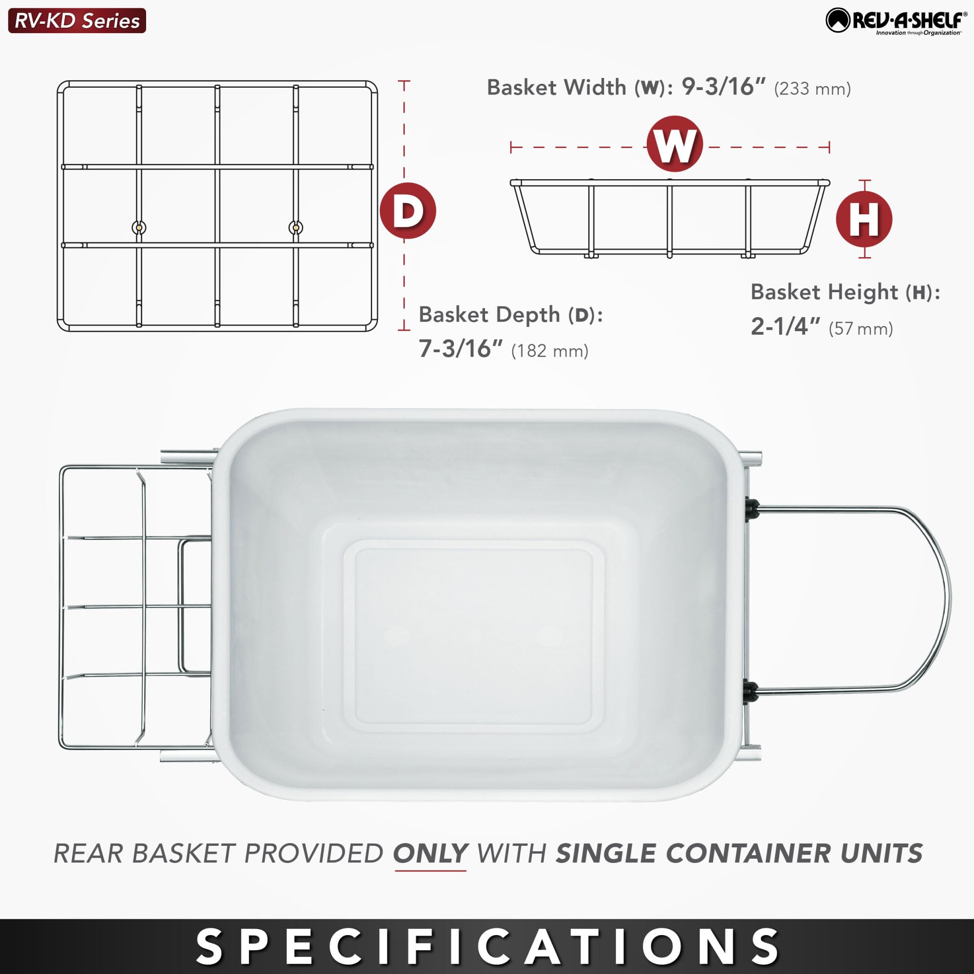 Rev-A-Shelf Pull Out Trash Can for Under Kitchen Cabinets 35 Qt 12 Gallon Garbage Waste Recycling Bin with Full Extension Slides, Silver, RV-12KD-17C S