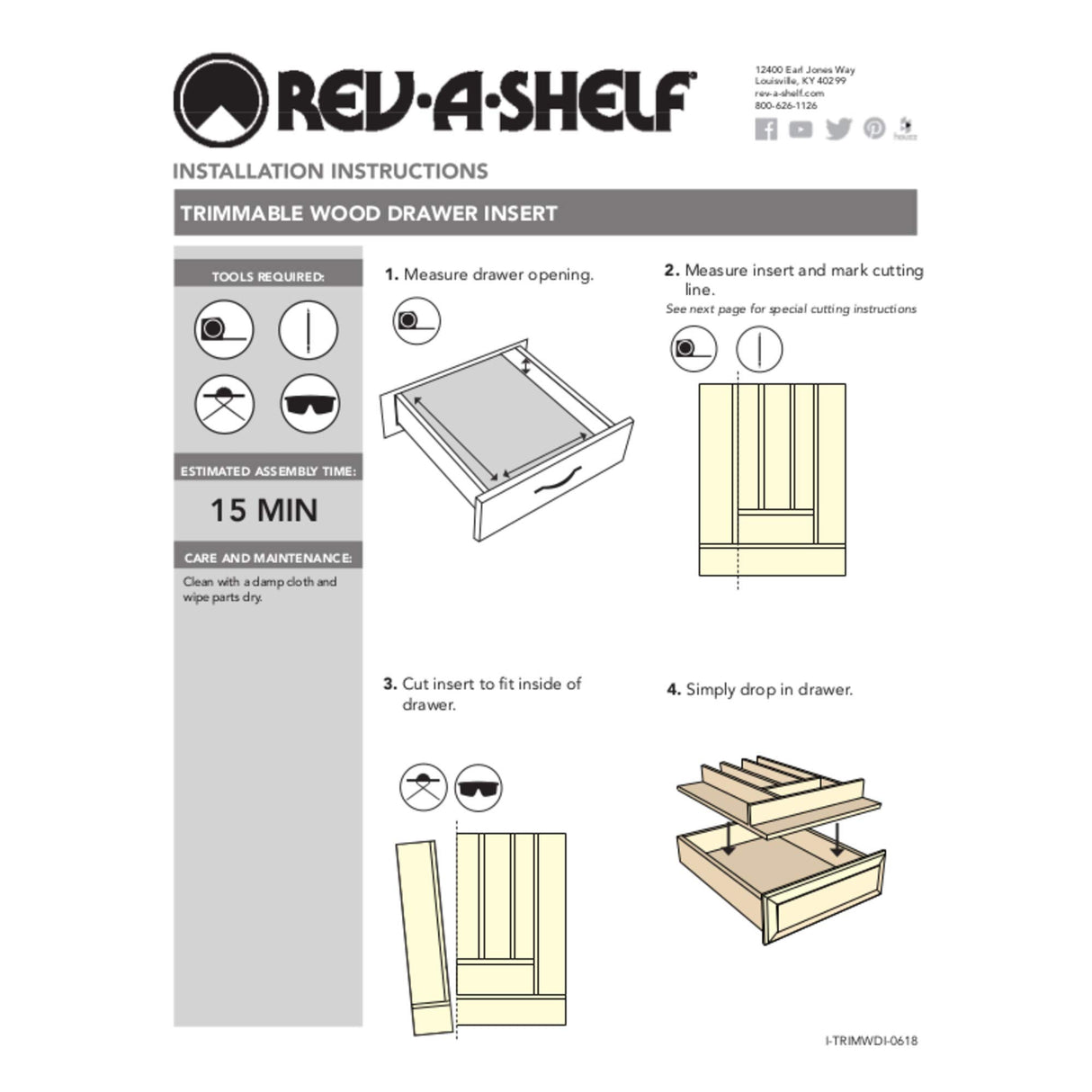 Rev-A-Shelf 16" K-Cup Coffee or Tea Pod Organizer, Pull Out Kitchen Draw Utensil Storage Organizer, Maple Wooden Insert for 30 Pods, 4CDI-18-KCUP-1