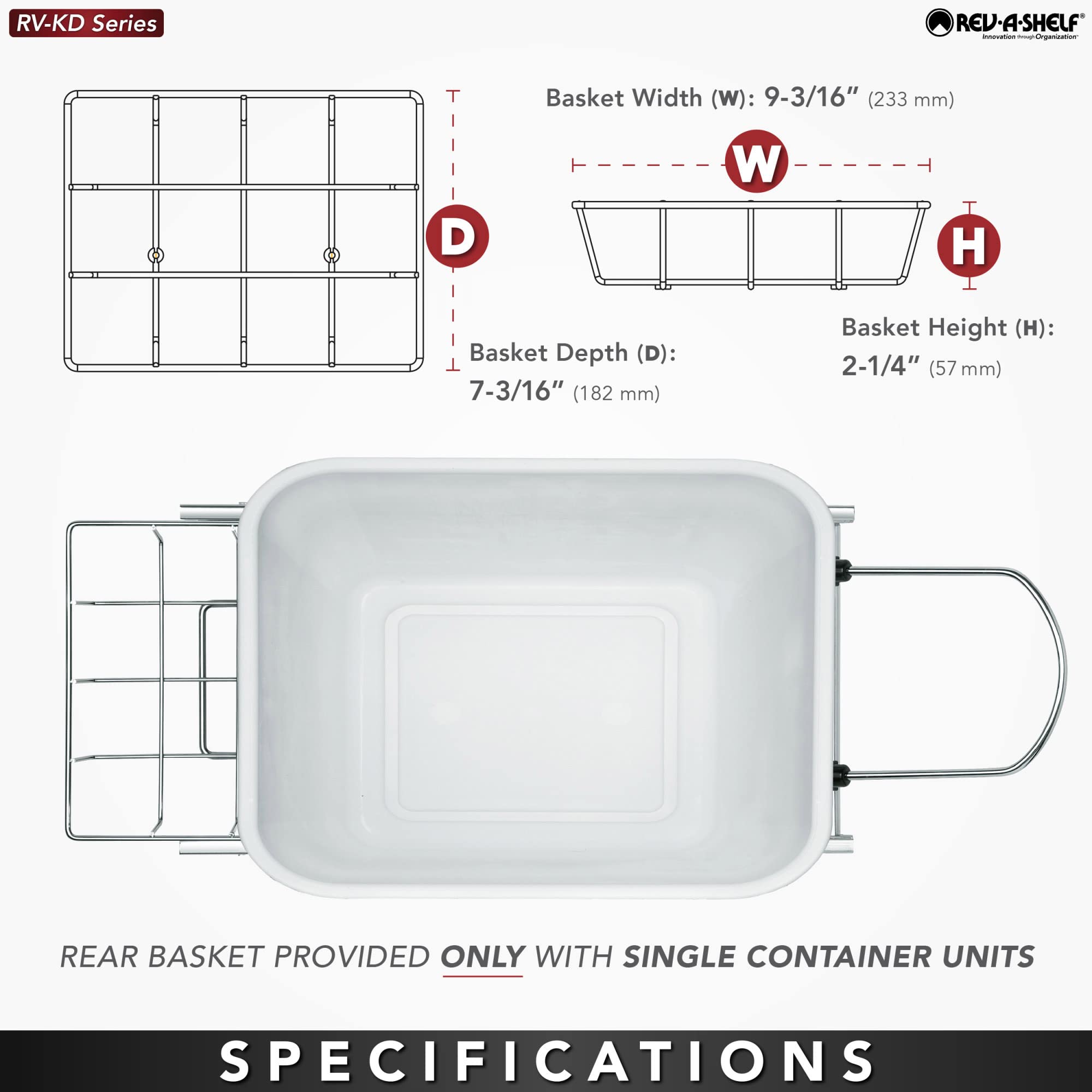 Rev-A-Shelf Pull Out Trash Can for Under Kitchen Cabinets 35 Qt 12 Gallon Garbage Waste Recycling Bin with Full Extension Slides, Silver, RV-12KD-17C S