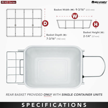 Rev-A-Shelf Pull Out Trash Can for Under Kitchen Cabinets 35 Qt 12 Gallon Garbage Waste Recycling Bin with Full Extension Slides, Silver, RV-12KD-17C S