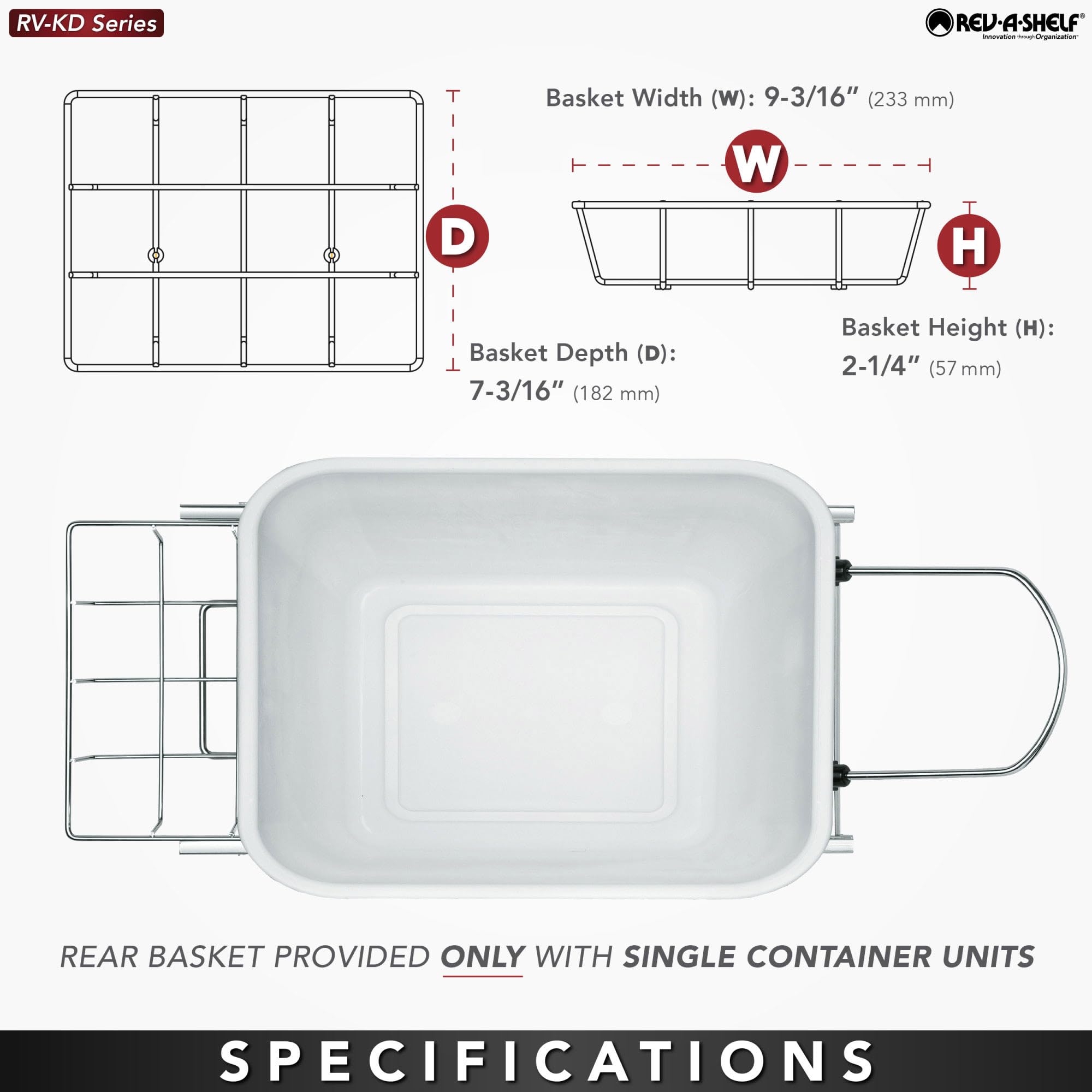 Rev-A-Shelf Pull Out Trash Can for Under Kitchen Cabinets 35 Qt 12 Gallon Garbage Waste Recycling Bin with Full Extension Slides, Silver, RV-12KD-17C S