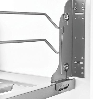 Rev-A-Shelf Pullout Trash Can for Full-Height Kitchen Cabinets 50 Quart 12.5 Gallon with Soft-Close Slides and Storage, Silver, 53WC-1550SCDM-117