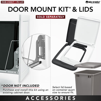 Rev-A-Shelf Pull Out Trash Can for Under Kitchen Cabinets 35 Qt 12 Gallon Garbage Waste Recycling Bin with Full Extension Slides, Silver, RV-12KD-17C S