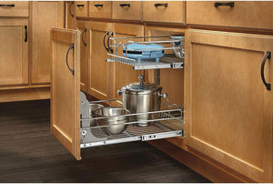 Rev-A-Shelf Two-Tier Chrome Wire Basket Pull Out Cabinet Organizer