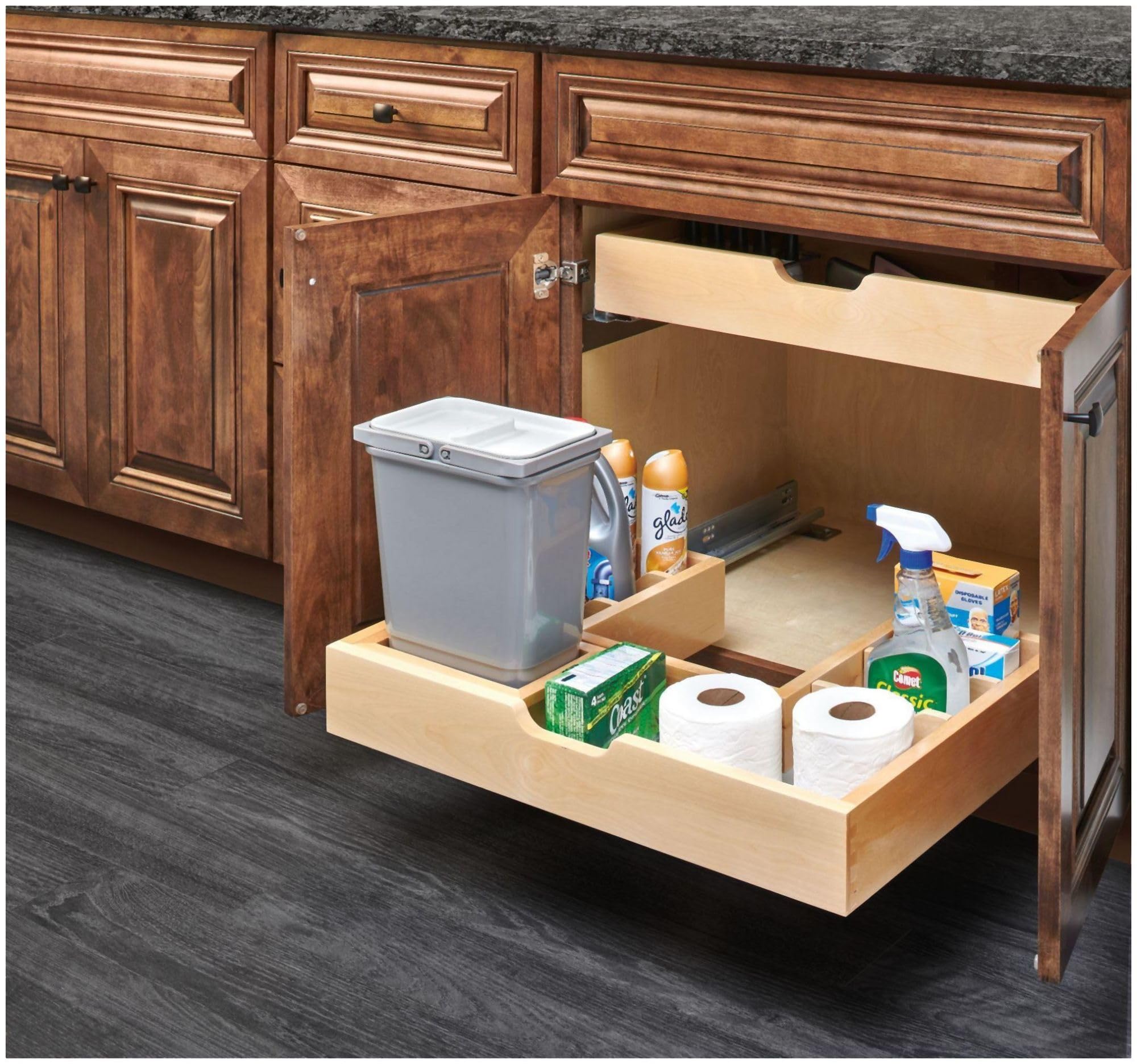 Rev-A-Shelf 48630VSBSCBM1 Innovative 30 Inch Vanity U-Shaped Undersink Base Cabinet Pullout Organizer Full Extension Soft-Close Slides