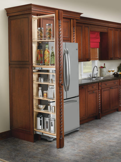 Rev-A-Shelf 432-TF39-6C Filler Pull Out Organizer 6" Wide Natural Maple (6) Shelf Pantry with Height Opening 39"