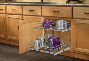 Rev-A-Shelf Two-Tier Chrome Wire Basket Pull Out Cabinet Organizer