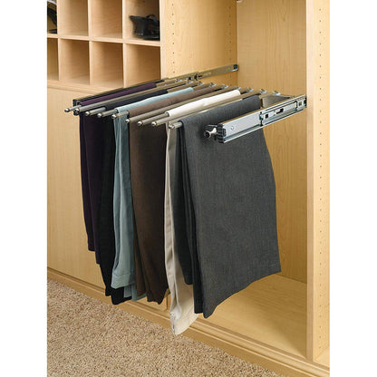 Rev-A-Shelf 17.5" Pull Out Wire Frame for 9 Pairs of Trouser Pant Rack for Space Saving Home Closet Storage Organization, Chrome, PSC-1814CR