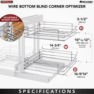 Rev-A-Shelf Dual Tier Pull Out Shelf Organizer for Blind Corner Kitchen or Bathroom Cabinets with Soft Close,15", 4 Shelves, Silver, 5PSP-15-CR