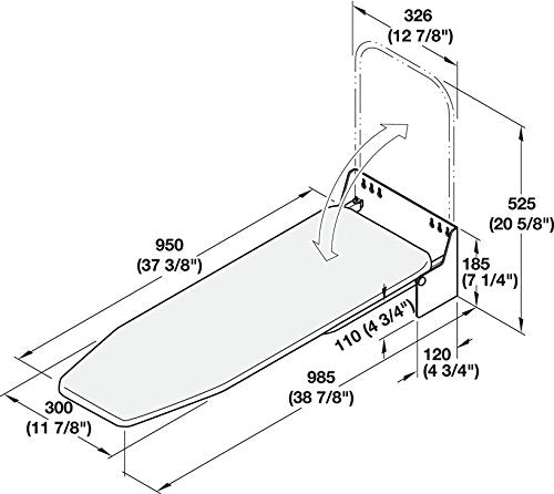 Hafele 568.66.700 Wall Mounted Folding and Rotating Ironing Board with Gray stipes Heat - Resistant Cover - KI Home