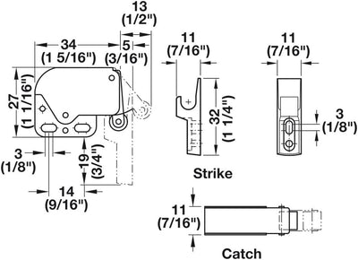 Hafele Steel Mini - Latch with Automatic Spring Catch, Made in Italy - KI Home