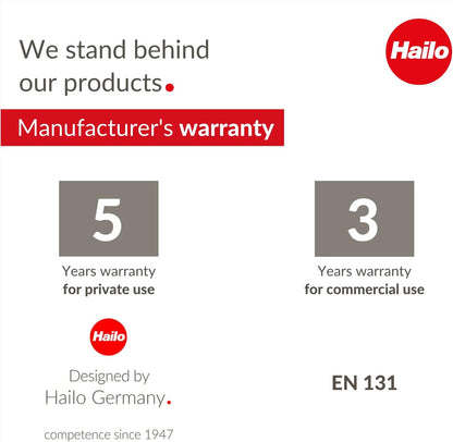 Hailo LivingStep Comfort Plus Aluminum 3 - Step Folding Stepladder with high Curved Safety bar and Storage Tray - KI Home