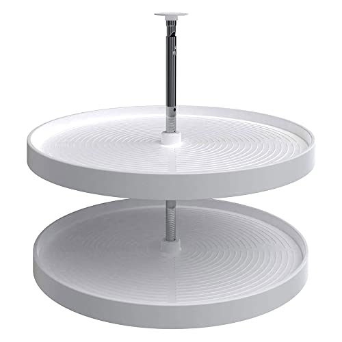 Rev - A - Shelf 18" Full Circle Dual Tier Lazy Susan Organizer for Upper Corner Wall Cabinets, Plastic Home Rotating Storage Shelves, White, 2062 - 18 - 11 - 1 - KI Home