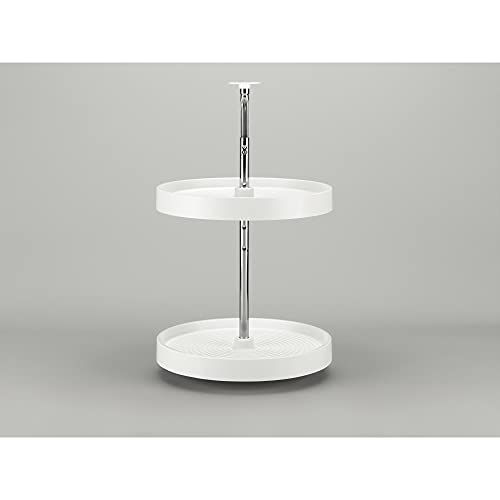 Rev - A - Shelf 18" Full Circle Dual Tier Lazy Susan Organizer for Upper Corner Wall Cabinets, Plastic Home Rotating Storage Shelves, White, 2062 - 18 - 11 - 1 - KI Home
