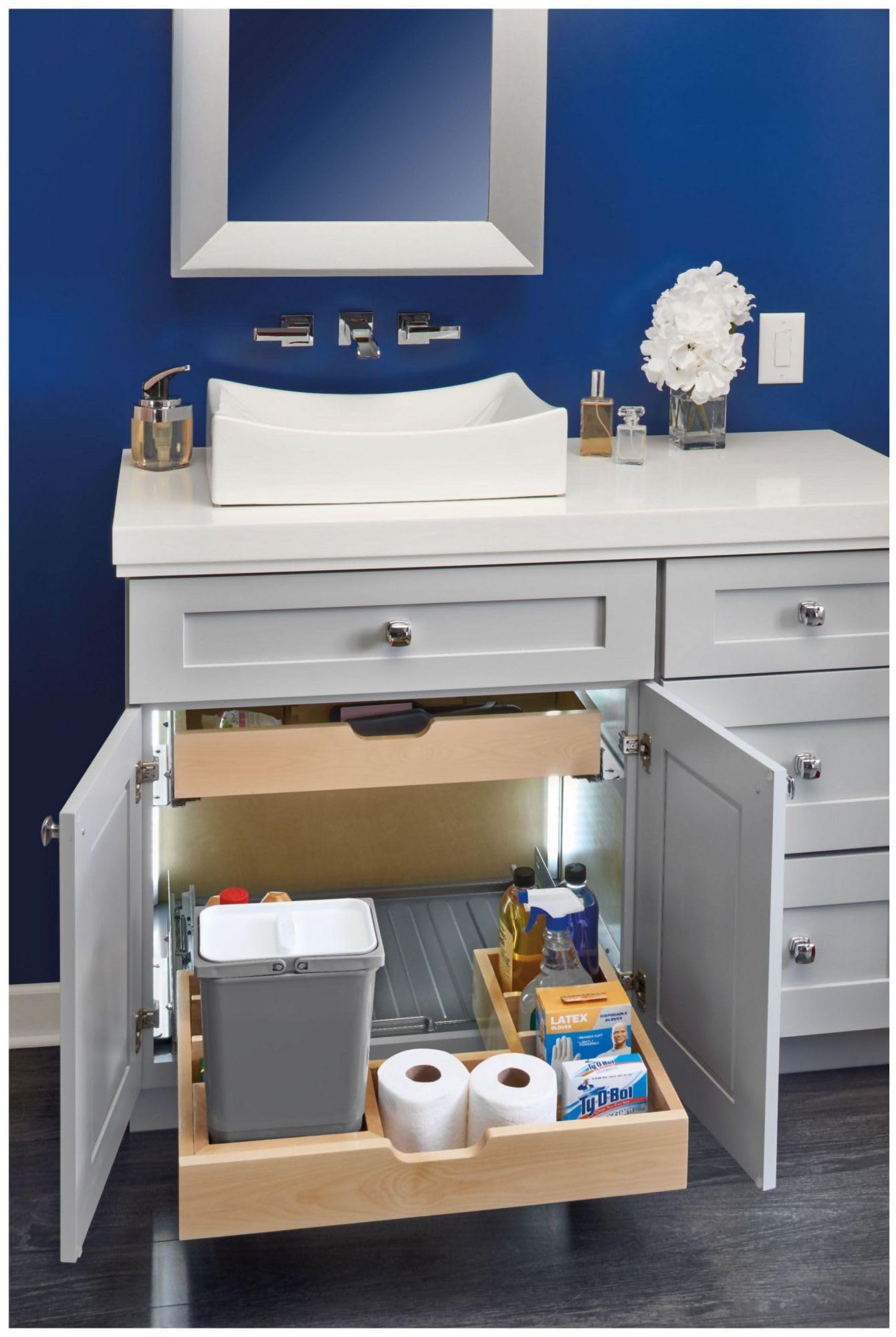 Rev - A - Shelf 48630VSBSCBM1 Innovative 30 Inch Vanity U - Shaped Undersink Base Cabinet Pullout Organizer Full Extension Soft - Close Slides - KI Home